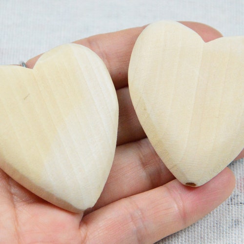 20 Pcs Large Wooden Hearts Unfinished Heart Shape Wooden Etsy