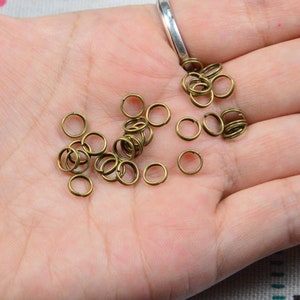 100 pcs/500 pcs antique bronze metal circle jump rings, finished double loop split rings connectors 6mm
