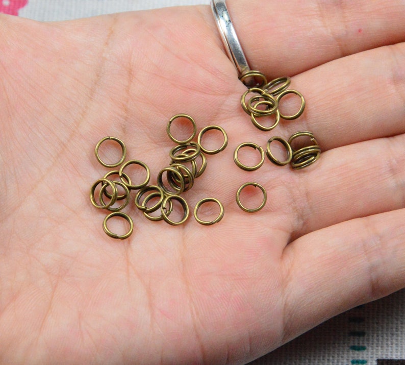 finished double loop split rings connectors 6mm 100 pcs antique bronze metal jump rings