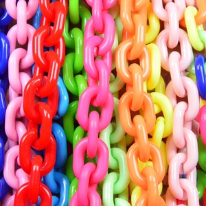 さまざまな色の楕円形のリンクプラスチックチェーン、オープンリンクチェーン、メガネチェーン、眼鏡チェーン、バッグチェーン、ハンドバッグチェーン