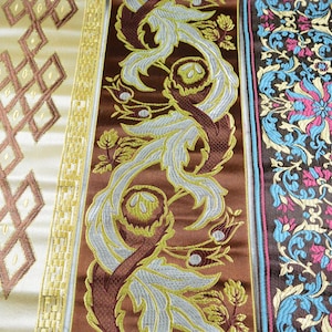 4.7&#39;&#39; wide Floral Jacquard ribbon trim Geometric Embroidered ribbon border sewing trim