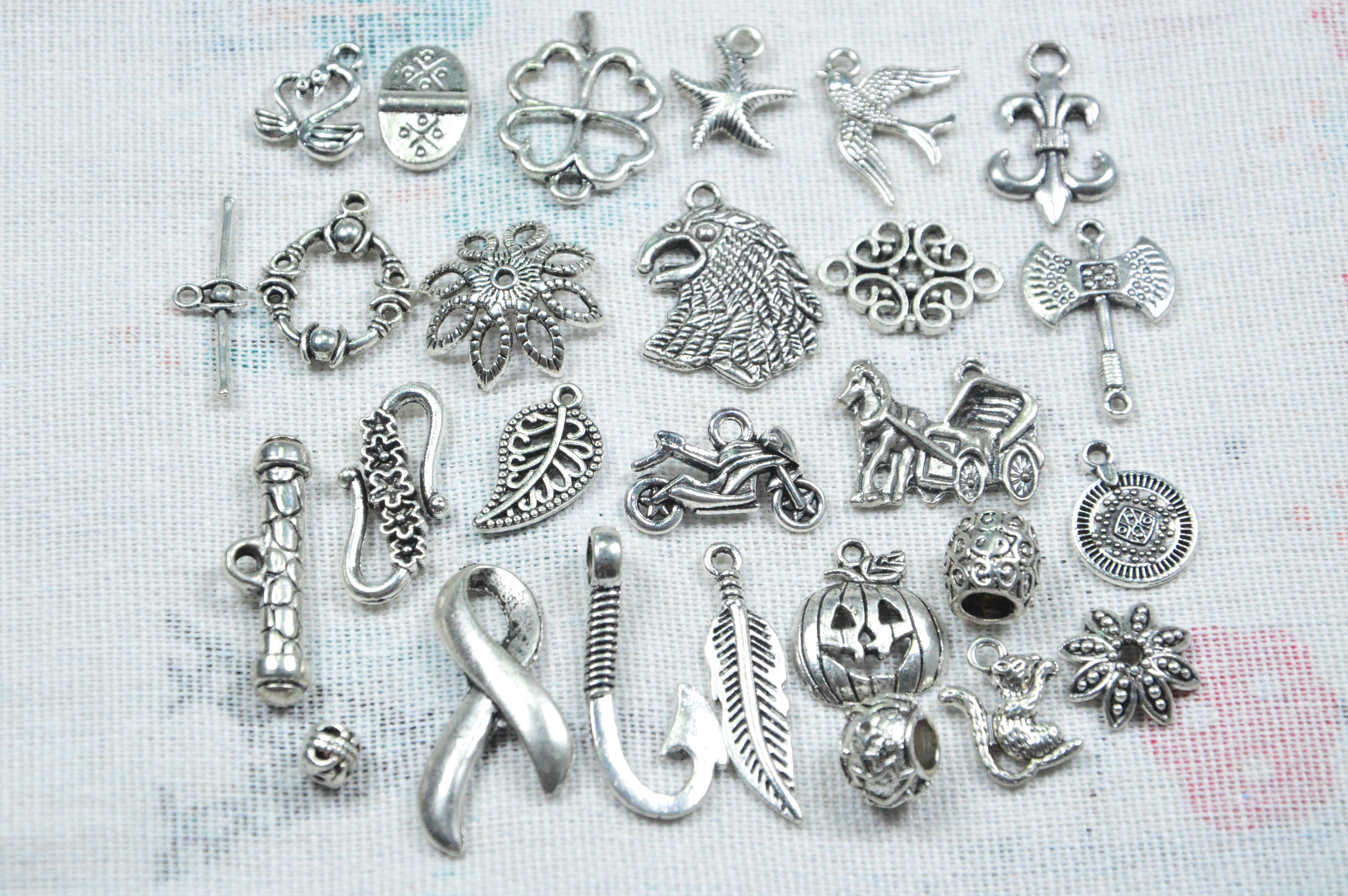 JIALEEY 200 Pcs Wholesale Bulk Lots Jewelry Making Charms Mixed Smooth Tibetan