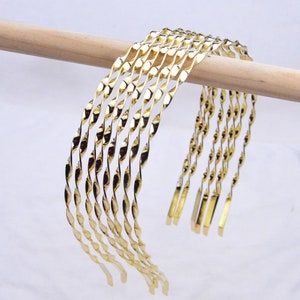 10pcs x 3mm twist metal headbands, gold metal headbands, metal hair bands