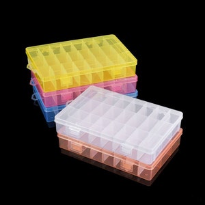 6 Pieces 36 Grids Plastic Organizer Box Clear Storage Container Plastic  Jewelry Organizer Bead Holder Sewing Storage Jewelry Box with Removable