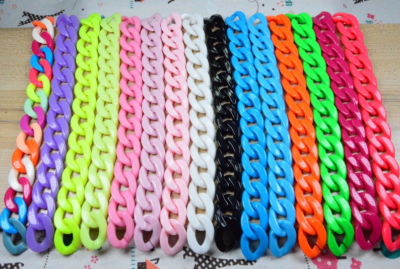50 Jewelry Plastic Chain Links Assorted Color Chunky Twist Etsy Australia