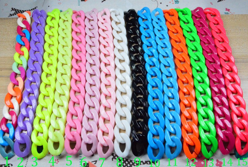 50 Jewelry Plastic Chain Links Assorted Color Chunky Twist Etsy
