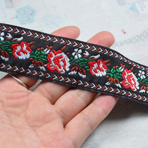 3.3cm Wide Flower Jacquard ribbon trim, Ethnic flower embroidered ribbon woven tape sewing craft, sell by the yard