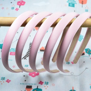 10pcs x 15mm satin headbands, pink satin covered plastic headbands, plastic hair bands hair hoop