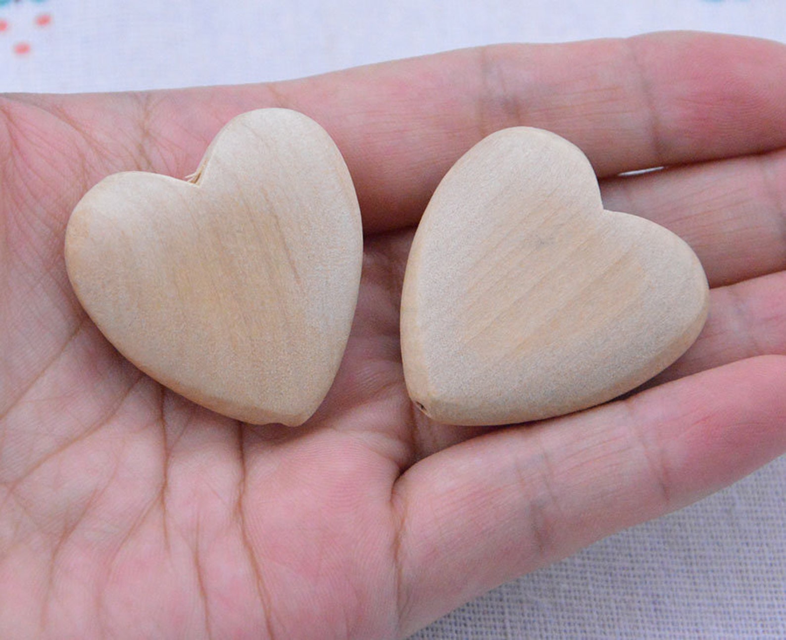 20 Wooden Beads Wooden Hearts Unfinished Large Wood Heart Etsy