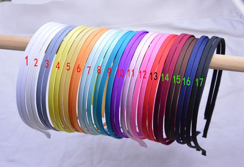 10 pcs satin headbands, Metal headband, Plain headband, Hair hoop, satin covered metal headband, silk covered headband, hard headband 5mm image 2