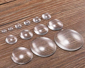 6mm/8mm/10mm/12mm/14mm/16mm/18mm/20mm/25mm/30mm/35mm Clear Glass cabochons, 20 pcs transparent domed glass clovers, round glass beads