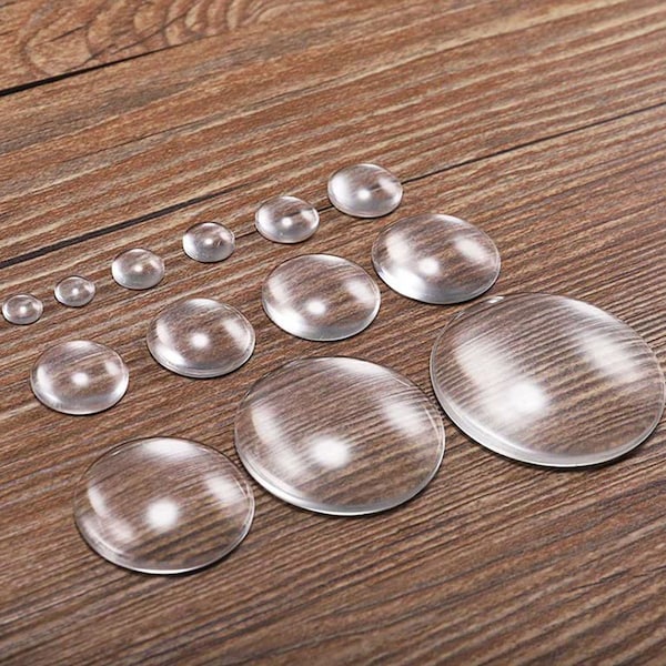 Cabochons en verre transparent 6 mm/8 mm/10 mm/12 mm/14 mm/16 mm/18 mm/20 mm/25 mm/30 mm/35 mm, 20 trèfles en verre transparents bombés, perles de verre rondes