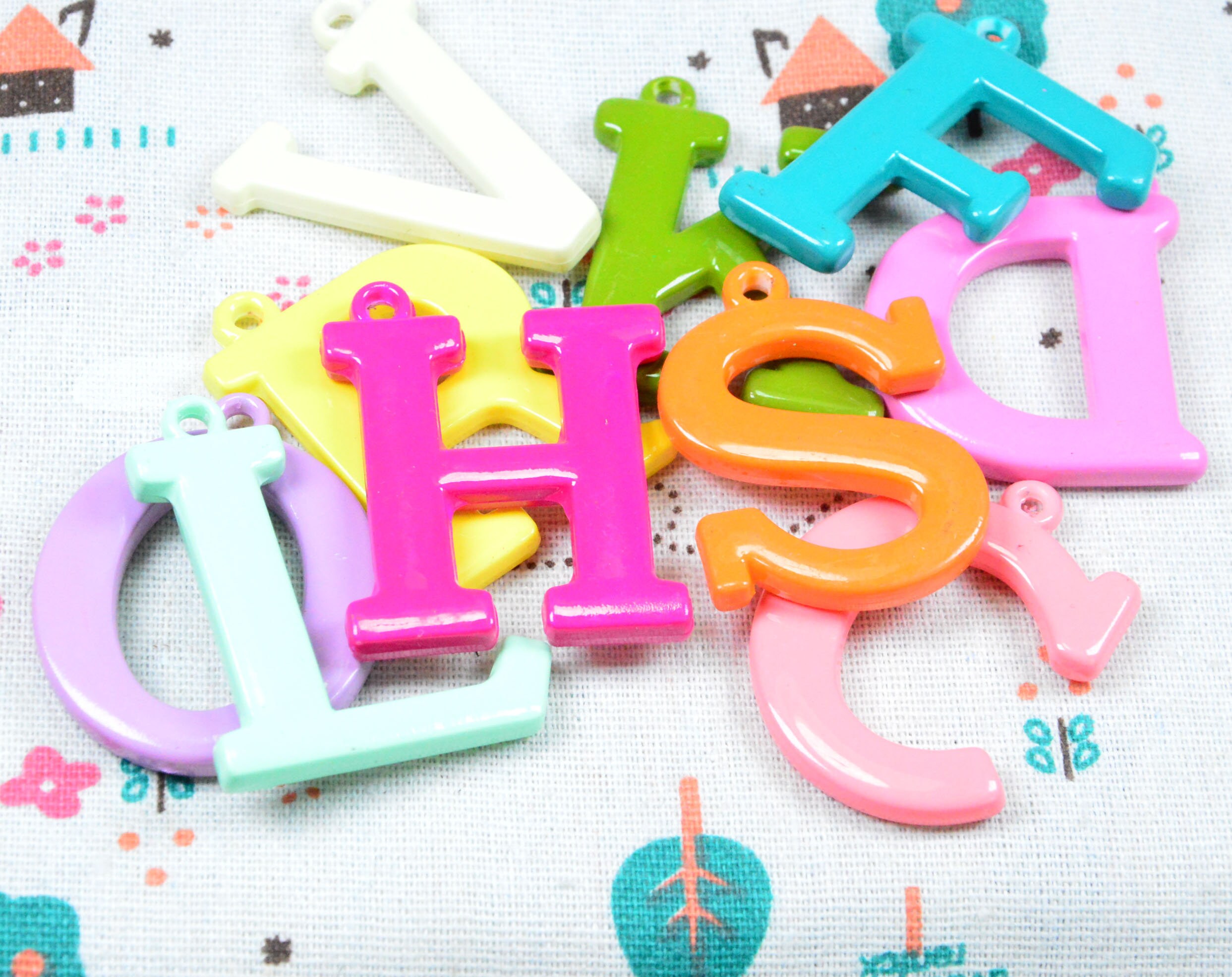 6pcs assorted color plastic letter charm pendants colorful Etsy