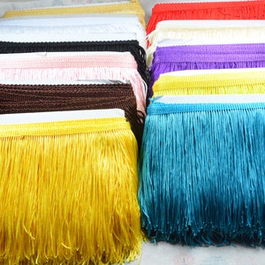 6''(15cm) Wide Polyester Fringe trim, Long Chainette Hangs, Trim for Dancewear Performance Competition Dance