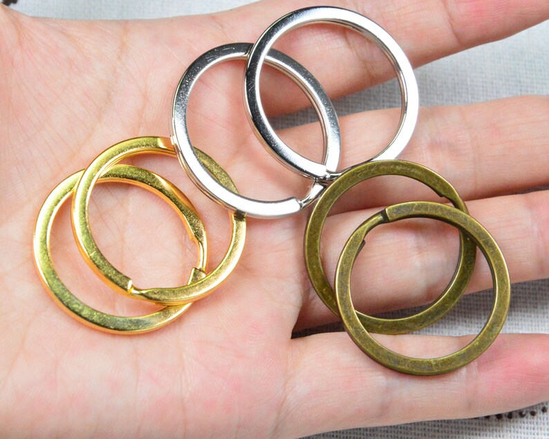 20pcs Metal split ring key rings, Gold/Silver/Antique bronze round circle keychain ring connector, double loop keyring 30mm image 2