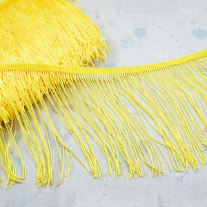 Yellow gold fringe trim, polyester tassel fringe tape, Chainette Fringe for sewing costumes, 6&#39;&#39;-15cm wide, sold by the yard