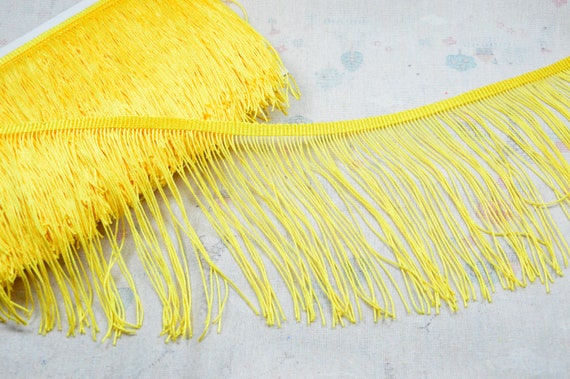 Yellow Gold Fringe Trim, Polyester Tassel Fringe Tape, Chainette Fringe for  Sewing Costumes, 6''15cm Wide, Sold by the Yard 