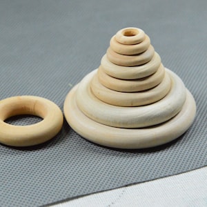 15mm/20mm/24mm/30mm/34mm/40mm/55mm/68mm Unfinished wooden circles, Round wood ring charm, wood connector