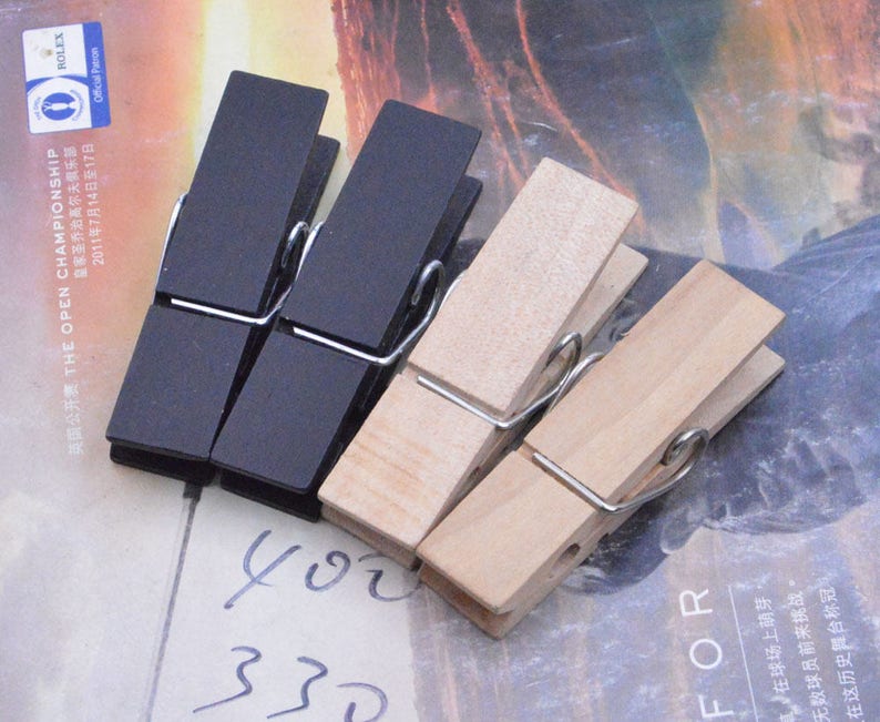 20 Wood Wooden Clips Pegs Large Image 0