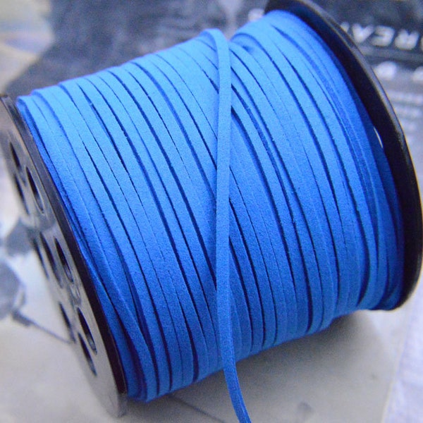 10 yds faux suede leather cord, Aegean Blue flat leather string for Jewelry Crafts 2.5mm