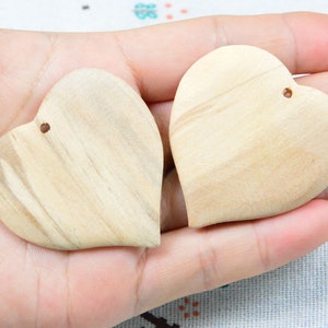 25pcs/50pcs Unfinished wooden hearts, wood heart charm pendant 45x48mm