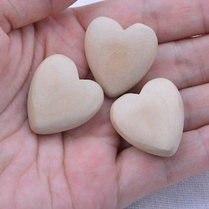 20pcs wooden hearts, unfinished heart shape wooden beads, convex wood hearts 24x26mm