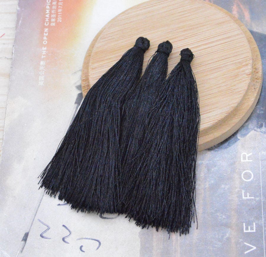3.5'' tassels 20 pcs black silk tassels Etsy