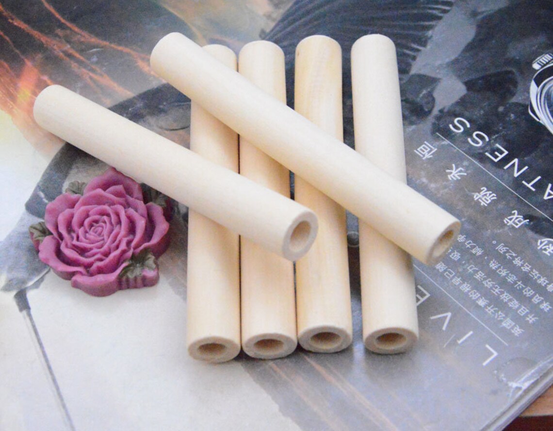10 Wooden Tubes Unfinished Large Wood Tubes Wood Pipes Etsy