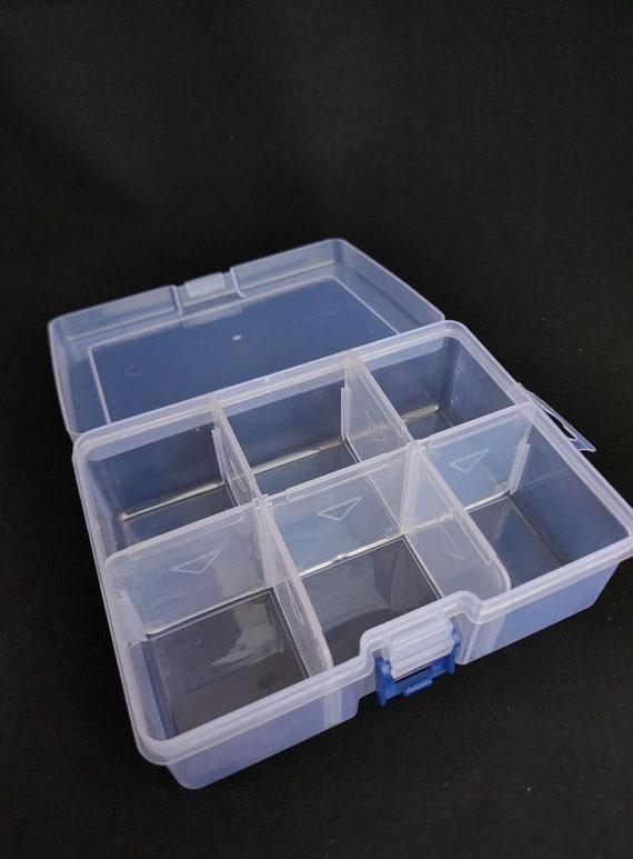 Caja plastico de 6 compartimentos ampliable a 36 rectangular transparente  Bisuteria 331