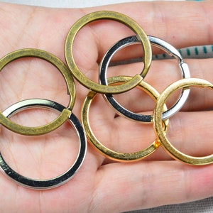 20pcs Metal split ring key rings, Gold/Silver/Antique bronze round circle keychain ring connector, double loop keyring 30mm image 3