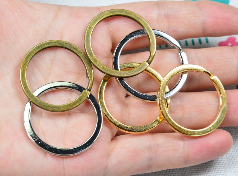 20pcs Metal split ring key rings, Gold/Silver/Antique bronze round circle keychain ring connector, double loop keyring 30mm image 3