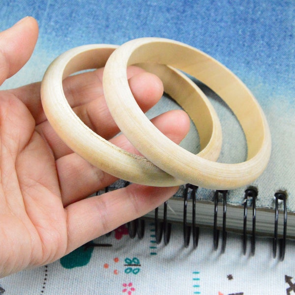 10 pcs wooden bracelets, unfinished wood bangles, large wood circle bangle bracelets