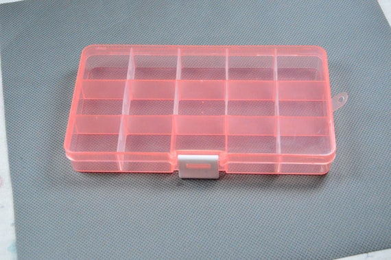 Orange Transparent Plastic Box, 15 Compartments Rectangular Box