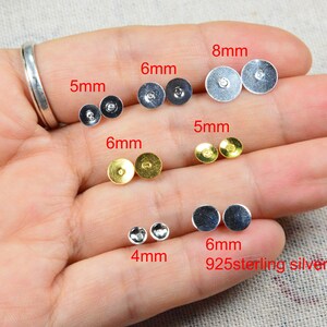 50 pairs Gold/silver earring studs, flat round pad earring posts, stud earring blanks