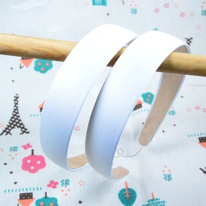 10pcs x 28mm satin headbands, White satin covered plastic headbands