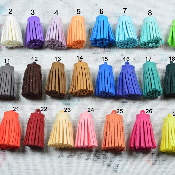 30mm mini tassels, faux suede leather tassel for jewelry decoration, 28 colors, choose your color