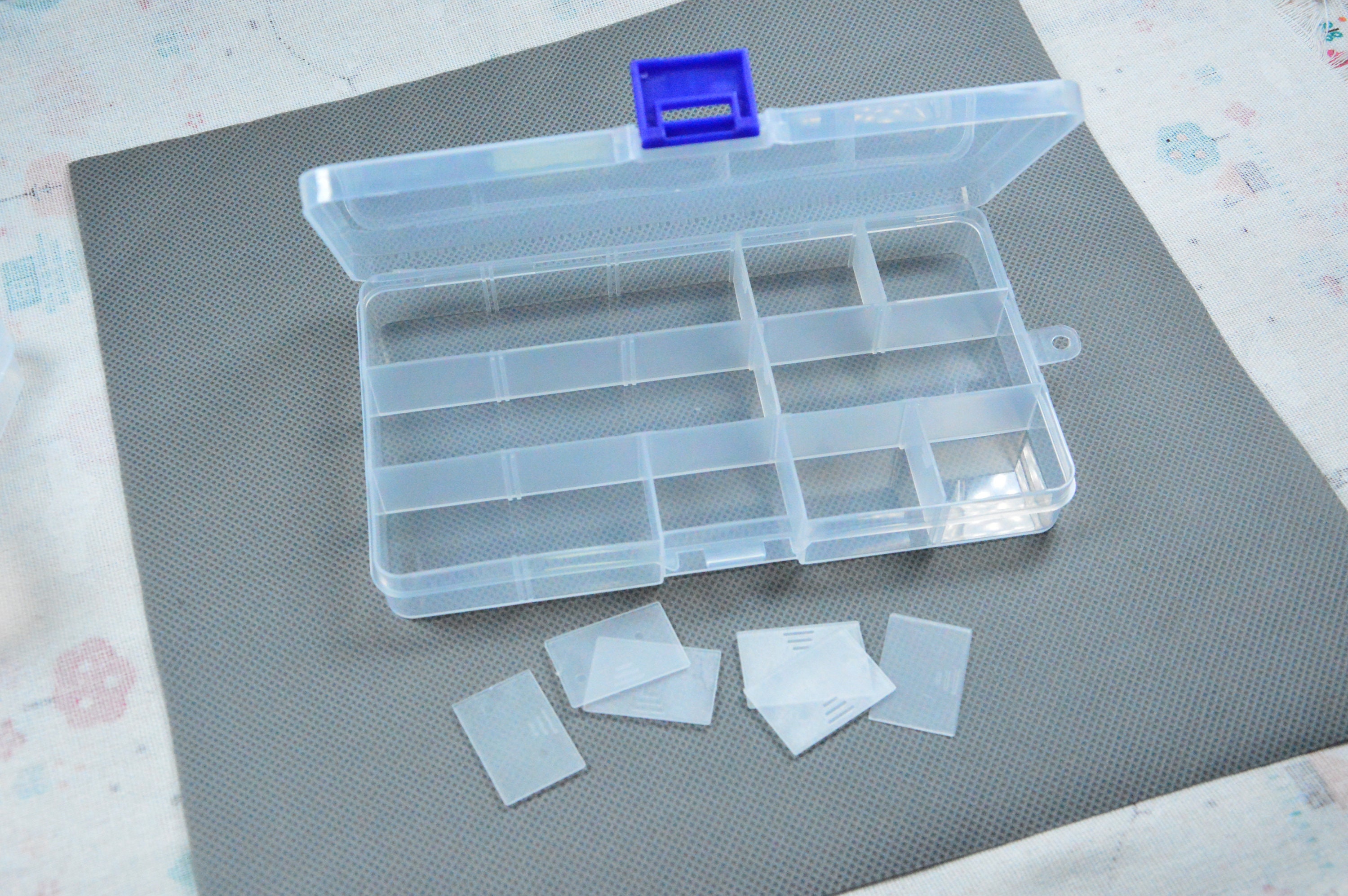 Clear Plastic Box, Rectangular Box With Removable 15 Grids , Transparent Box  for Jewelry Bead Storage Organizer 