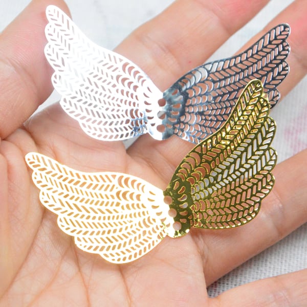 5 PCS/10 PCS Silver/Gold Brass wings, Filigree wing charms, Vintage butterfly