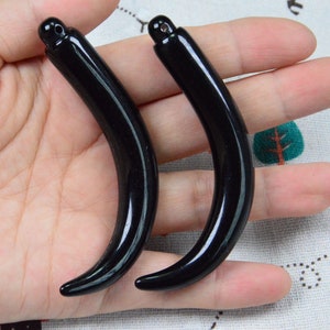 20pcs black curved plastic horns, large plastic animal teeth charm, plastic fangs tusks