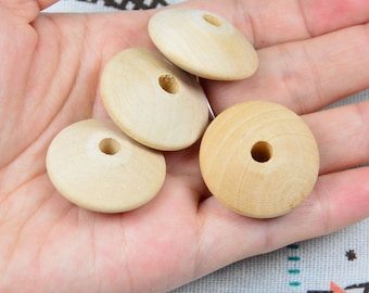 20 wooden beads, unfinished woood abacus, convex round wood beads 29mm