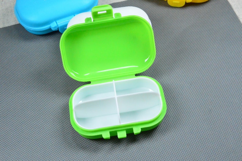 White/Green/Yellow/Blue Square plastic box individual 4 Grids white tray, Pill box, Medicine box storage, Jewelry beads organizer holder image 5