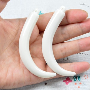 10 pcs large curved ivory plastic animal teeth charm plastic horn pendant 72mm long