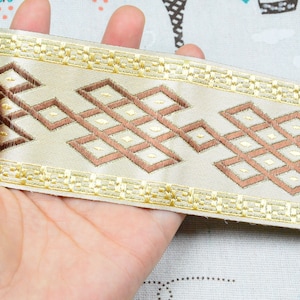3.3ft Geometric pattern Jacquard ribbon trim embroidered ribbon sewing trim Jacquard trim decorative border 2.3&#39;&#39; wide