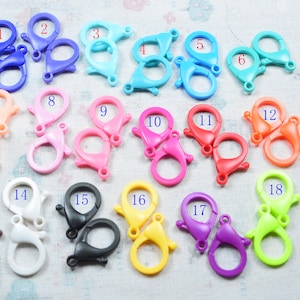 10/20/50/100 BULK assorted color large plastic Lobster clasps, Jewelry link connector parrot claw clasps 25x35mm