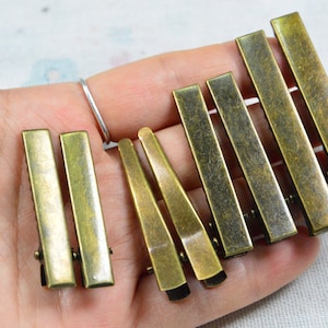Antique bronze metal hair clips, Alligator clips, Barrettes, flat jewelry clips, choose your clips