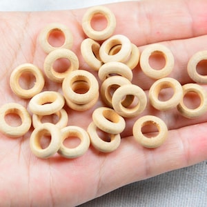 50 pcs mini wooden circles, unfinished wood jumpring, mini round wood ring hoop 15mm
