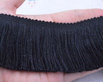 3,50 m breite schwarze Baumwolle Fransenborte