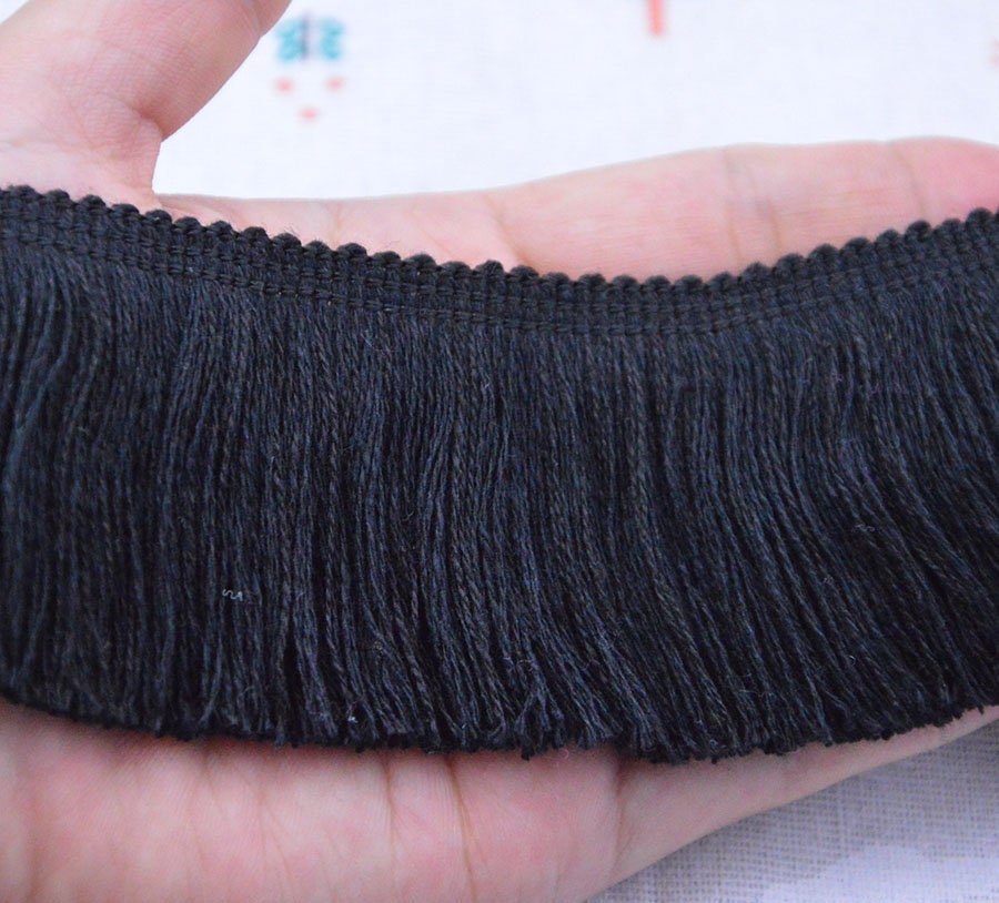 3m Black Cotton Fringe trim 1.75 wide brush tassle Etsy