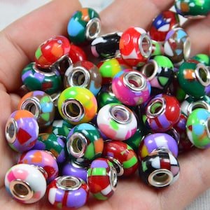 20/50 pcs Assorted European large hole beads, multicolor large hole spacer beads, Random picked Acrylic beads for Jewelry bracelet