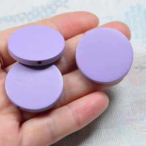 20pcs/50pcs Lt.Orchid flat round wooden beads, Lt.Orchid painted wooden discs, wood coin 30mm